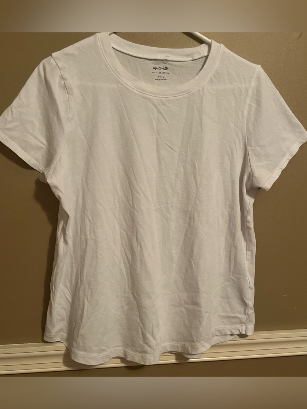 Madewell T-Shirt Womens L White Softfade Cotton Crew Neck Short Sleeve Relaxed